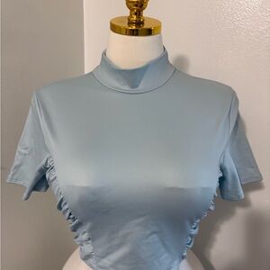 Elegant Sky Blue Women's Crop Top NWT Large